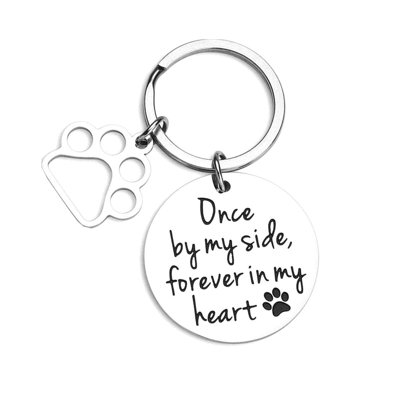 Pet Bereavement Memorial Remembrance Gift - Once by My Side Forever in My Heart Paw Prints Keychain Dog Cat Loss Gifts for Pet Owner Sympathy Gifts - BeesActive Australia