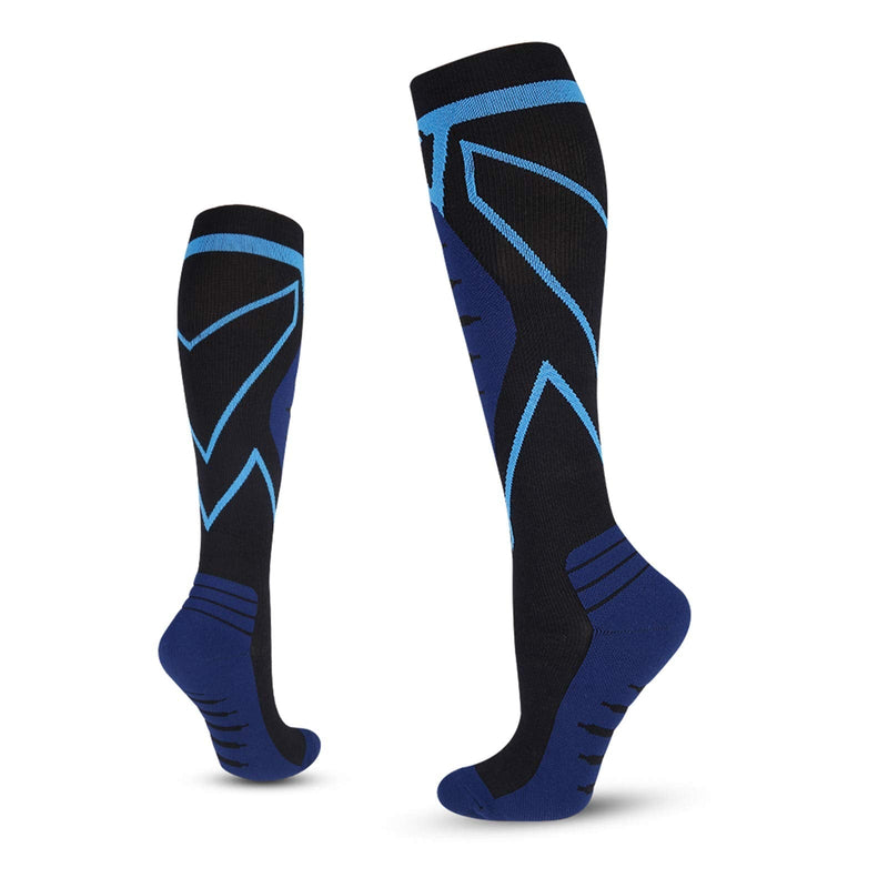 Compression Socks for Men & Women Medical Grade 20-30mmHg Knee High Sports Socks for Running, Cycling, Fitness Blue - BeesActive Australia