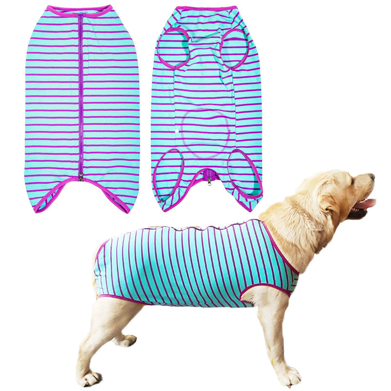 Kukaster Pet Dog’s Recovery Suit Post Surgery Shirt for Female and Male Dog, E-Collar Alternative Wound Protective Clothes for Big Dogs 2xl purple stripe - BeesActive Australia
