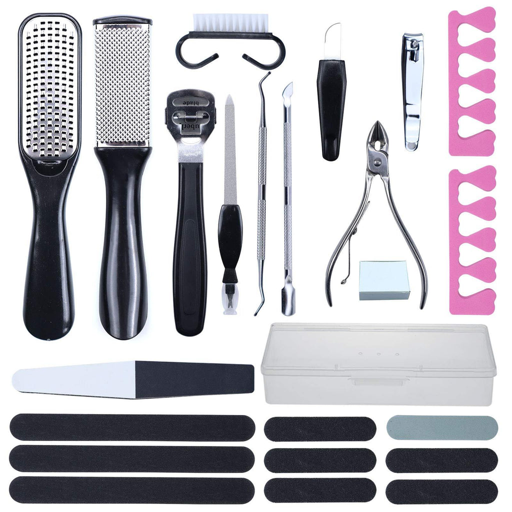23 in 1 Professional Pedicure Tools Set, Stainless Steel Foot Care Pedicure Kit Feet Scrubber Foot Rasp Foot Dead Skin Remover for Men Women Home, Travel and Salon - BeesActive Australia