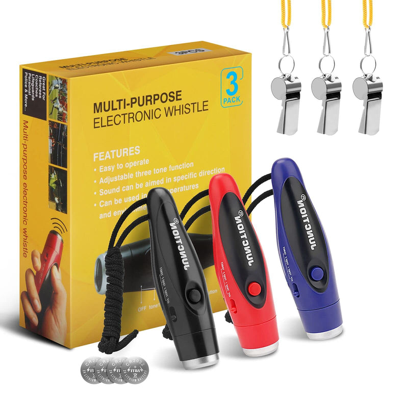 Electronic Whistle, 3 Pack Handheld Electronic Whistles Electric Whistle with Lanyard Three Tone Distinct High Volume Outdoor Sport Whistle for Coaches, Referees, P.E. Teacher - BeesActive Australia