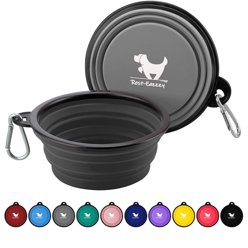 Collapsible Dog Bowls for Travel, 2-Pack Dog Portable Water Bowl for Dogs Cats Pet Foldable Feeding Watering Dish for Traveling Camping Walking with 2 Carabiners, BPA Free Small (Pack of 2) grey&black - BeesActive Australia