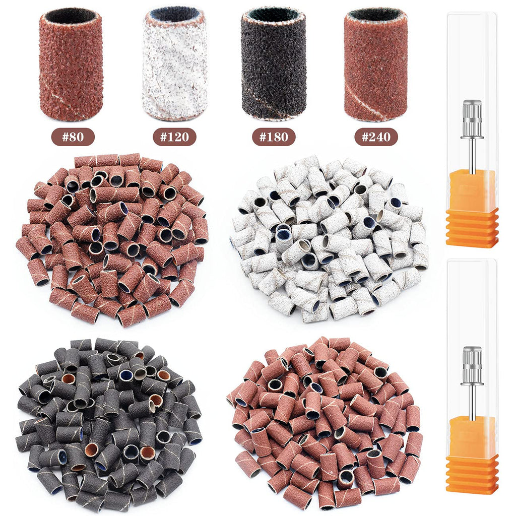 242 Pieces Professional Sanding Bands for Nail Drill 240 Pieces 3 Color Coarse Fine Grit Efile Sand Set 80#120#180#240#,2 Pieces 3/32 Inch Nail Drill Bits for Manicures and Pedicures - BeesActive Australia