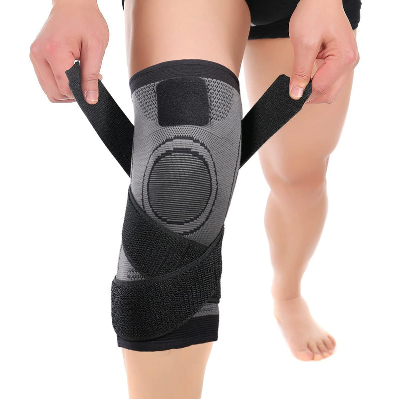 Hibucuo Knee Sleeve with Side Stabilizers, Adjustable Compression Knee Brace Support for Knee Pain, Arthritis Relief, improve Circulation Compression XX-Large Black - BeesActive Australia