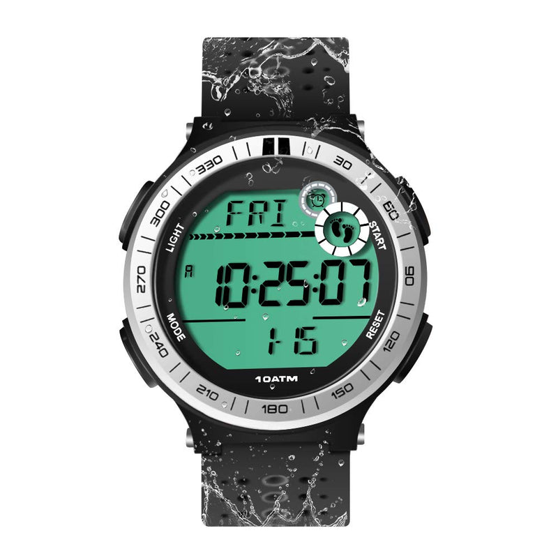10 ATM Waterproof Sports Watch Pedometer for Men Boys Scuba Diving Watch with Lap Stopwatch and Alarm Clock Function, 12/24 Hour Format Selectable - BeesActive Australia