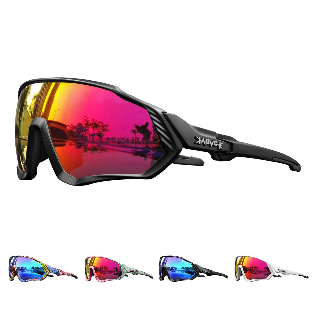 KAPVOE Cycling Glasses Polarized Sports Sunglasses MTB Mountain Bike Eyewear Men Women Road Bicycle BMX Running Fishing Golf Black 02 - BeesActive Australia