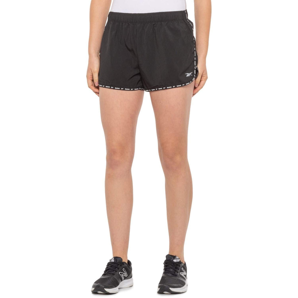 Reebok Women's Running Shorts, Relaxed Fit and Mid-Rise Waist Training Shorts w/ Liner - 3 1/4 Inch Inseam Large Fast Track Black - BeesActive Australia