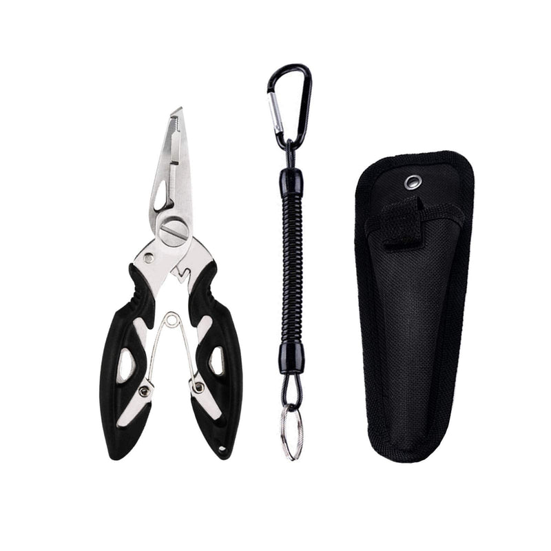 LAIBOREC Fishing Pliers, Multi-Function Hook Remover Split Ring Fishing Gears Accessories, Stainless Steel Line Cutter with Sheath and Lanyard Fly Fishing Tools Set - BeesActive Australia