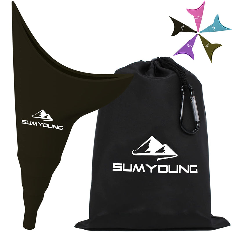 Female Urination Device,Reusable Silicone Female Urinal Portable Women Pee Funnel Urine Cup Allows Pee Standing Up,Compact Design for Car Travel Camping Hiking,with Drawstring Bag and Carabine Black - BeesActive Australia