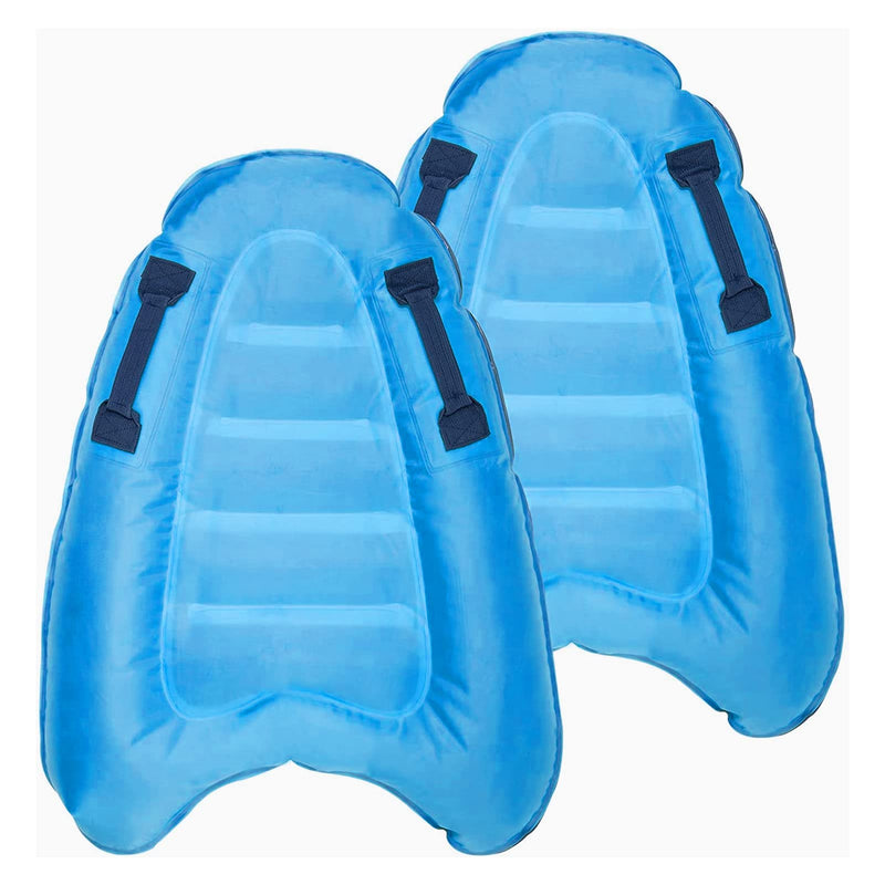 2 Pcs Portable Inflatable Bodyboard with Handles, Lightweight Swimming Inflatable Floating Board for Kids Learn to Swim Summer Beach Water Fun Activity Blue - BeesActive Australia