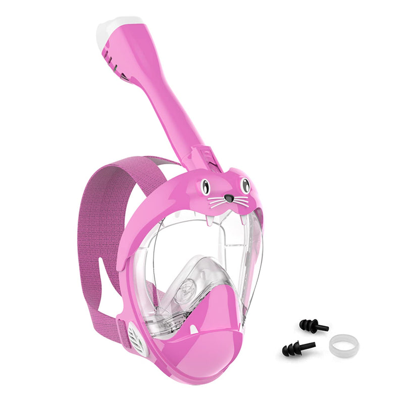 Jwintee Full Face Snorkel Mask, Diving Mask for Kids and Adults,180° Panoramic View Snorkel Mask with Camera Mount, Safe Breathing, Anti-Leak&Anti-Fog Pink-Kids X-Small - BeesActive Australia