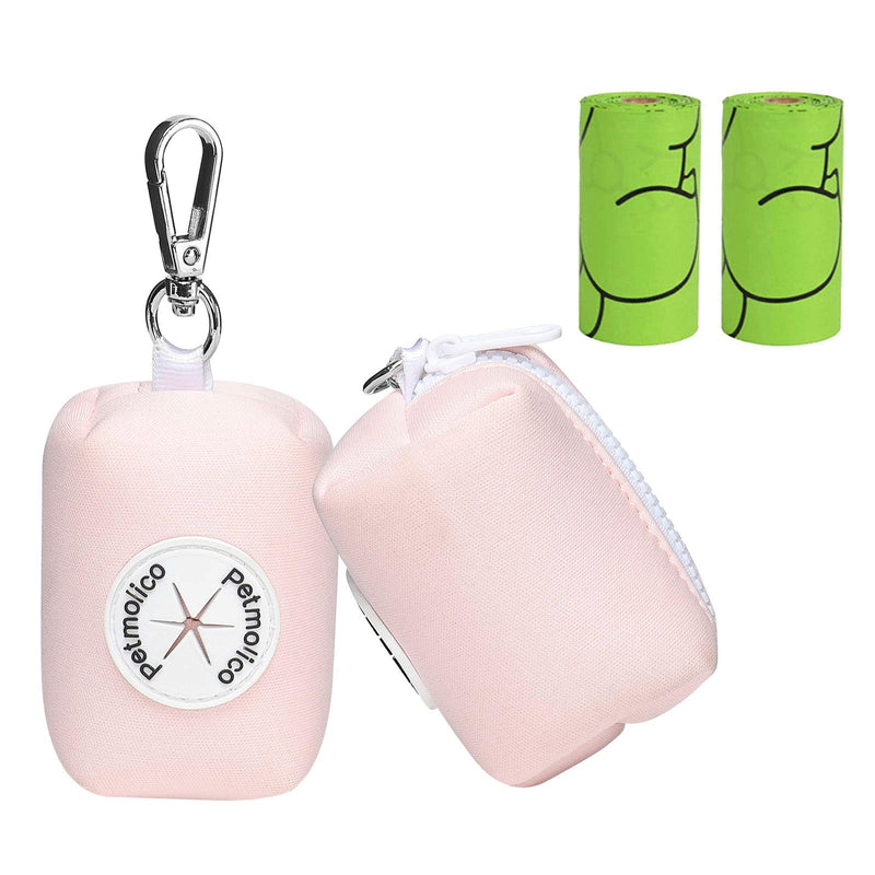 Petmolico Dog Poop Bag Holder Leash Attachment, Dog Waste Bag Dispenser Zippered Pouch, Fits Any Dog Leash, Includes Free Roll of Dog Bags, Poop Bag Dispenser Pink - BeesActive Australia