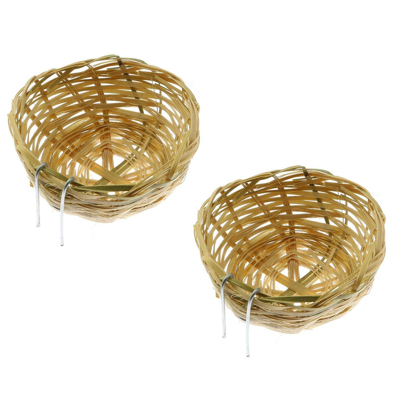 Maxmoral 2PCS Natures Nest Handmade Bamboo Nest, Bird Nest, Bird House for Resting and Rearing, Bird cage Accessories for Parakeets and Small Animals - BeesActive Australia