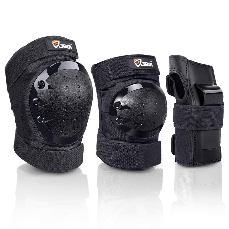 JBM Adult/Youth Knee Pads Elbow Pads and Wrist Guards Full Protective Gear for Skateboarding Skate Inline Riding Beginner Scooter Roller Skater Black Youth - BeesActive Australia