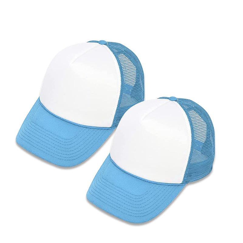 MR.R Sublimation Blanks Polyester Mesh Cap Mesh Hat Two Tone Trucker Summer Mesh Cap with Adjustable Snapback,2pcs per Pack Light Blue - BeesActive Australia