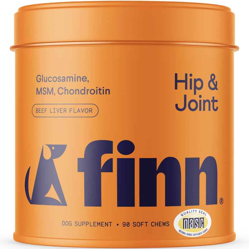 Finn Hip and Joint Supplement for Dogs | Glucosamine, Chondroitin & MSM for Arthritis, Inflammation, and Mobility Support | with Turmeric, BioPerine and B-Vitamins | 90 Soft Chew Treats - BeesActive Australia