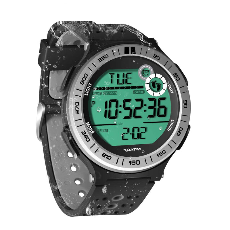 Men Watch Pedometer Underwater Diving Watch 10 ATM Waterproof with Lap Stopwatch and Alarm Clock Function, 12/24 Hour Format Selectable - BeesActive Australia