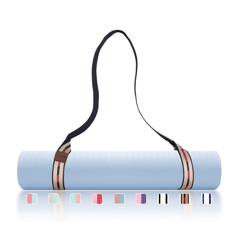 Yoga Mat Strap/Sling Adjustable Yoga/Exercise Mat Carrier, Macaron Style Colors, Made of Durable Comfy Cotton Strap Only Black+brown+red - BeesActive Australia