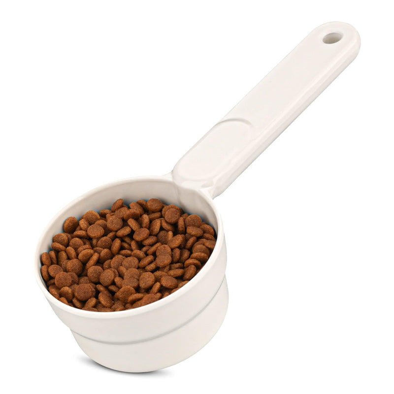 MSBC Melamine Pet Food Scoop, Cat Food Measuring Cups, Comfortable Long Handle Scoop for Dog, Cat, Ferret and Rabbit Food, 3 Cup Size Pet Food Feeding Scoop Dishwasher Safe White - BeesActive Australia