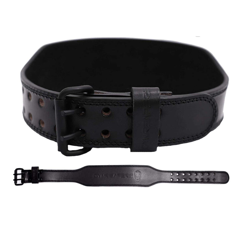 Gymreapers Weight Lifting Belt - 7MM Heavy Duty Pro Leather Belt with Adjustable Buckle - Stabilizing Lower Back Support 4 Inches Wide For Weightlifting, Bodybuilding, Cross Training Black X-Small - BeesActive Australia