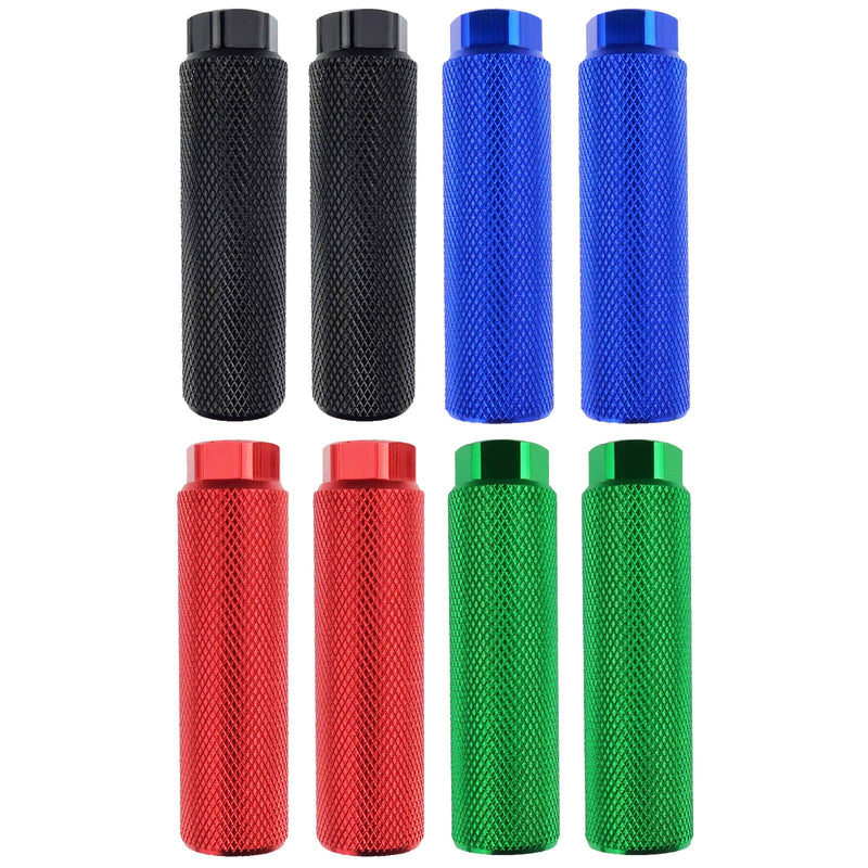 Zelerdo 4 Pairs Aluminum Alloy Bike Pegs for Mountain Bike Cycling Rear Stunt Pegs Fit 3/8 inch Axles (Black Blue Red Green, 100x28 mm) - BeesActive Australia