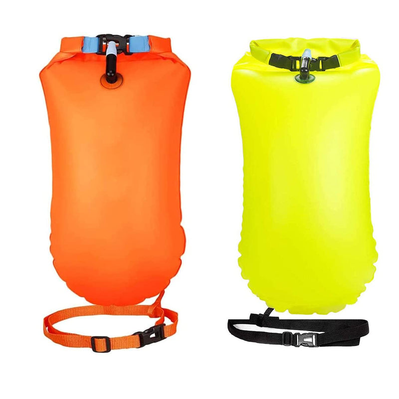 2 Pack 20L Waterproof Dry Bags Swim Bouy Float Swimming Marine Safety Inflatable Bubble Bag Visible with Storage Space & Adjustable Waist Belt,Lightweight for Swimmer,Training,Kayaking,Snorkeling - BeesActive Australia