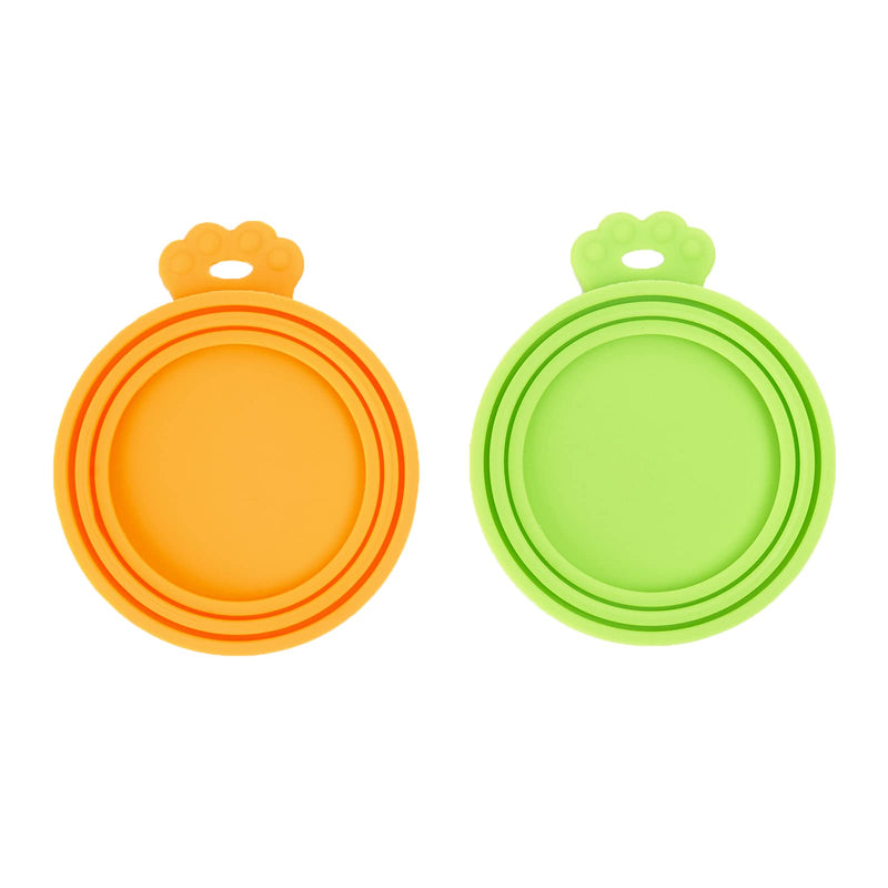 PetBonus Silicone Pet Can Lids, Dog Cat Food Can Covers, Universal Size Can Tops, 1 fit 3 Standard Size Food Cans, BPA Free Dishwasher Safe Green+ Orange - BeesActive Australia