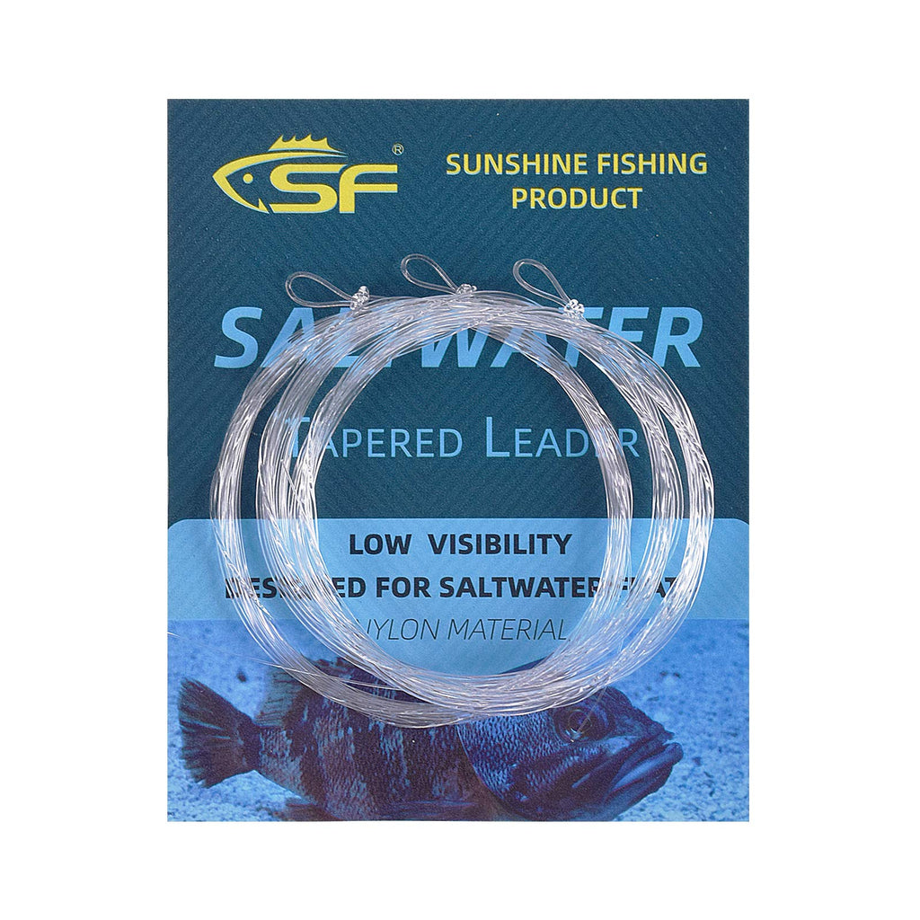 SF Pre-Tied Loop Saltwater Tapered Leader Fly Fishing 10FT 8/10/12/16/20/25/30/40lb Low Visibility High Strength Clear Nylon for Saltwater Bonefish Permit Nylon-Clear 10LB-0.009''-10FT - BeesActive Australia