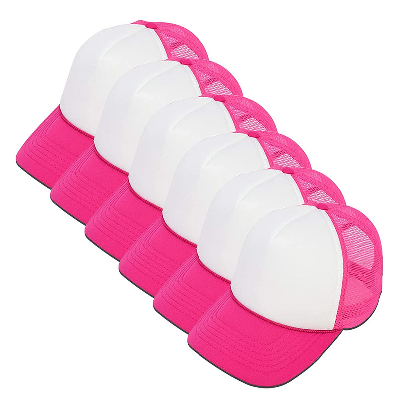 MR.R Sublimation Blank Polyester Mesh Cap Mesh Trucker Summer Mesh Cap,6 Pieces per Pack Rose Red - BeesActive Australia