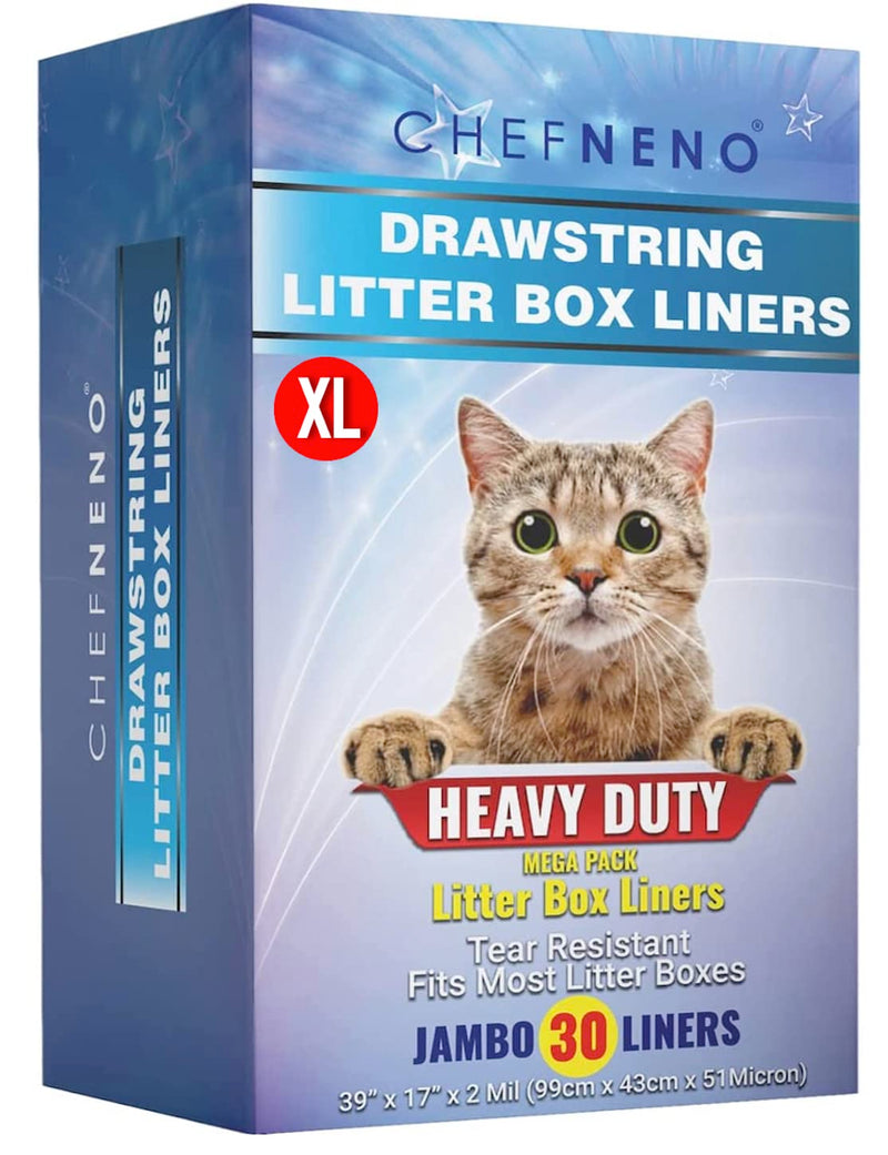 Cat Litter Box Liners Drawstring XL (30 Bags) 39" x 17" Super Jumbo Scratch Resistant Extra Heavy 2 Mil Litter Tray Cat Box Liner Bags (30 Count) Large - BeesActive Australia