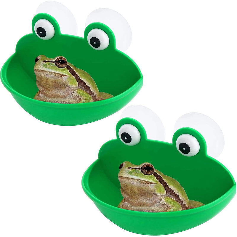 PINVNBY 2 Pack Amphibian Aquatic Frog Habitat Plastic Frog Habitat with Suction Cups Cute Fish Tank Decoration for Tree Frog Gecko Toad Turtle Tadpole and Other Small Aquatic Animals - BeesActive Australia