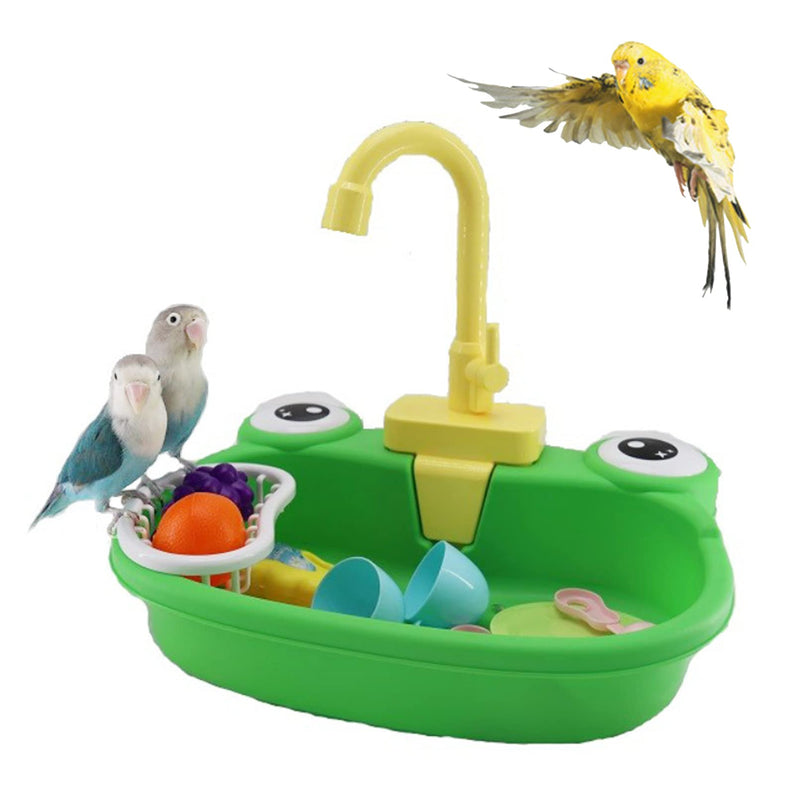 PINVNBY Parrot Bath Tub Bird Automatic Bathtub with Faucet Multifunctional Parakeet Shower Box Bird Bathroom Toys for Small Medium Birds - BeesActive Australia
