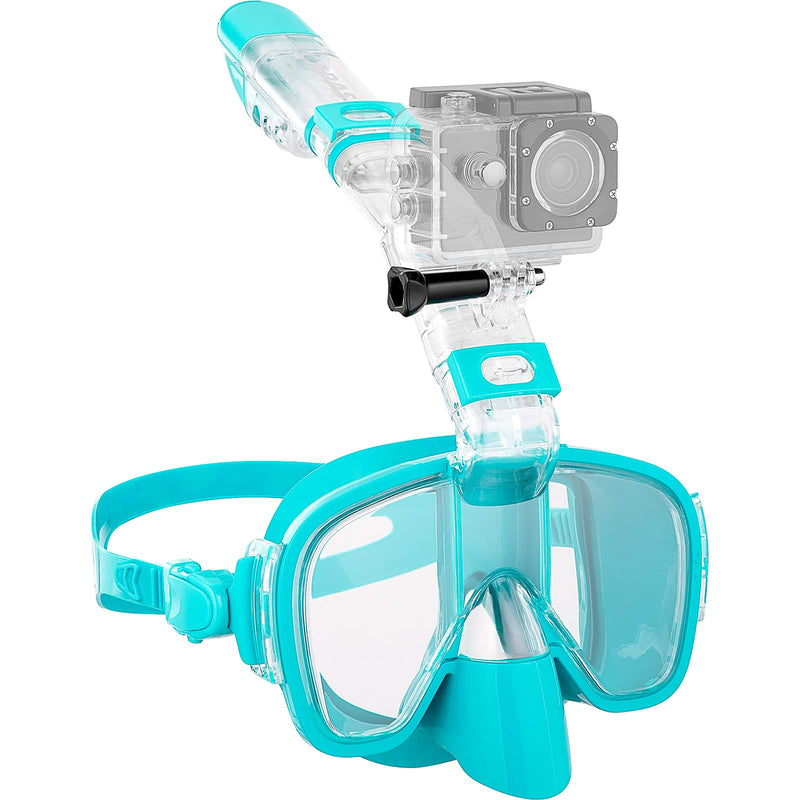 CAPAS Snorkel Mask for Adults | Innovative Design More Airflow Snorkel Set | Easier Breathing Anti-Fog Swimming Diving Mask with Camera Mount | All Dry Top Snorkeling Gear for Adults Youths Men Women Agate Green - BeesActive Australia