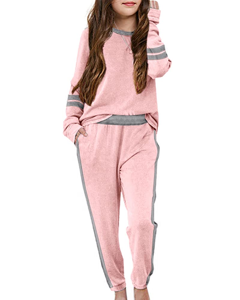 Girl's Sweatsuits Clothing Lounge Sets Athletic Sweatshirts and Sweatpants Pink 11-12 Years - BeesActive Australia