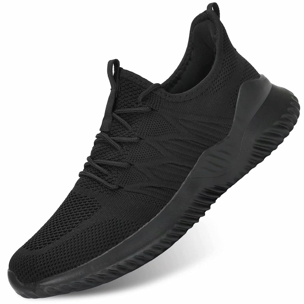 Mens Running Shoes Slip-on Walking Sneakers Lightweight Breathable Casual Soft Sole Trainers 11 All Black - BeesActive Australia
