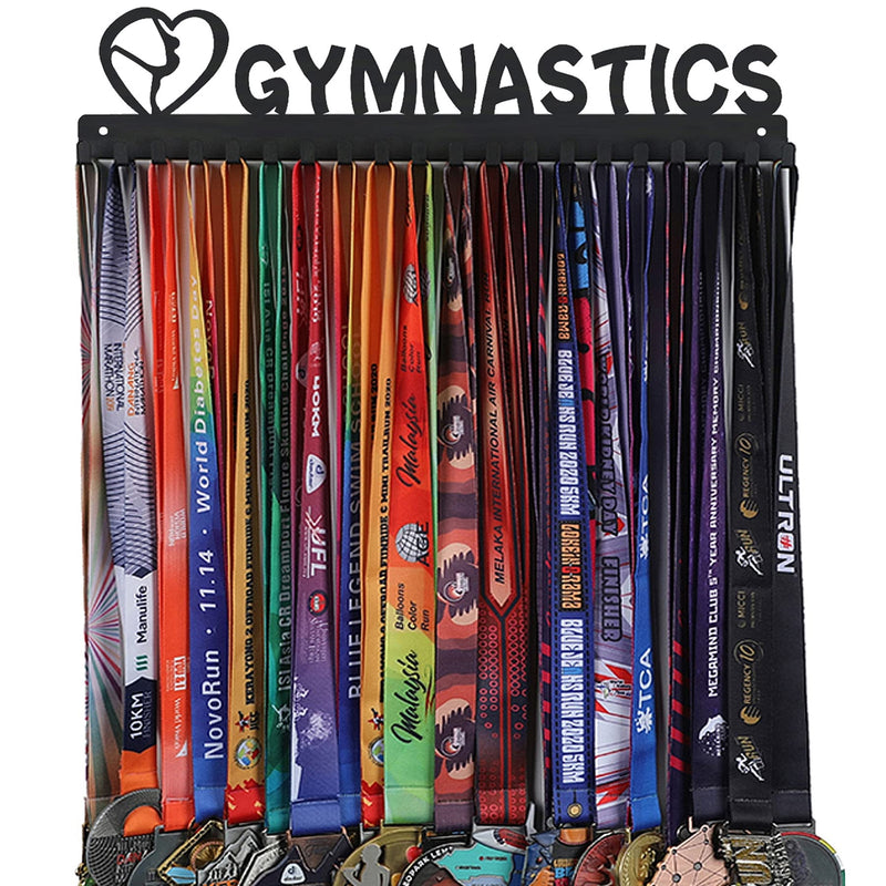 Goutoports Gymnastics Medal Holder Display Hanger Rack Frame for Sport Race Runner - Gymnastics for Girl - Sturdy Black Steel Metal Over 60 Medals Easy to Install - BeesActive Australia