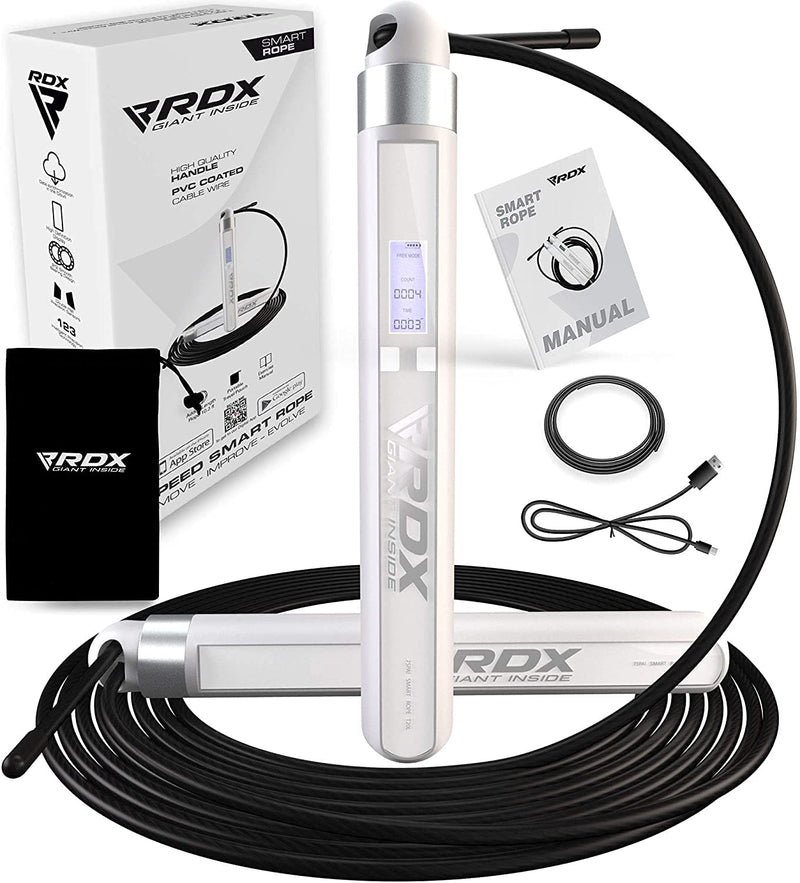 RDX Smart Skipping Rope HD Digital Counter with APP Data Analysis, 10.3FT Adjustable Tangle Free PVC Coated Steel Cable, Acrylic Grip Handles, USB Chargeable 3 Jump Mode Fitness Weight Loss Home Gym - BeesActive Australia