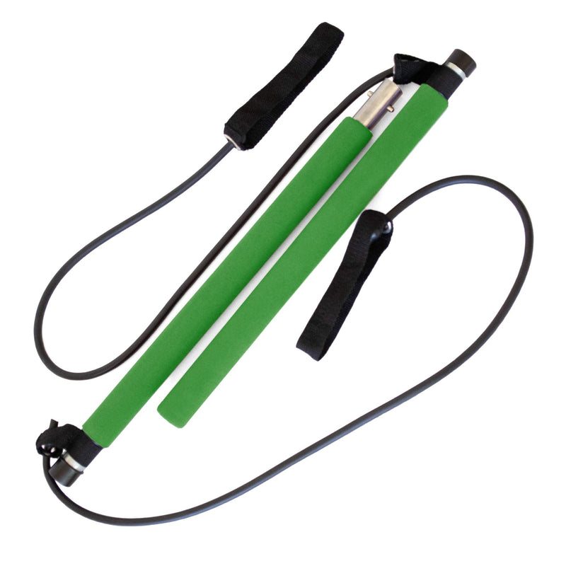 ViBelle Pilates Bar Kit Yoga Pilates Stick Portable Yoga Exercise Pilates Stick with Foot Loop & Resistance Rope Yoga Exercise Stick Kit-Ideal for Core Strength Fitness Green - BeesActive Australia