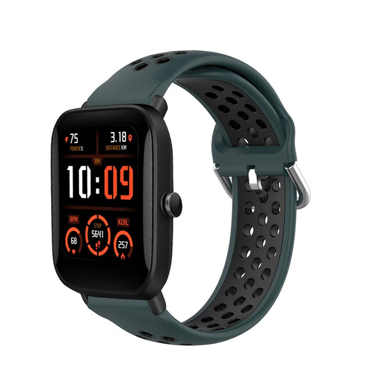 Sport Bands Compatible with Amazfit Bip U Pro Band Men Women, Breathable Sweat-resistant Replacement Silicone Bands Straps Compatible with Amazfit Bip U Pro Wristband Olive Green Black - BeesActive Australia