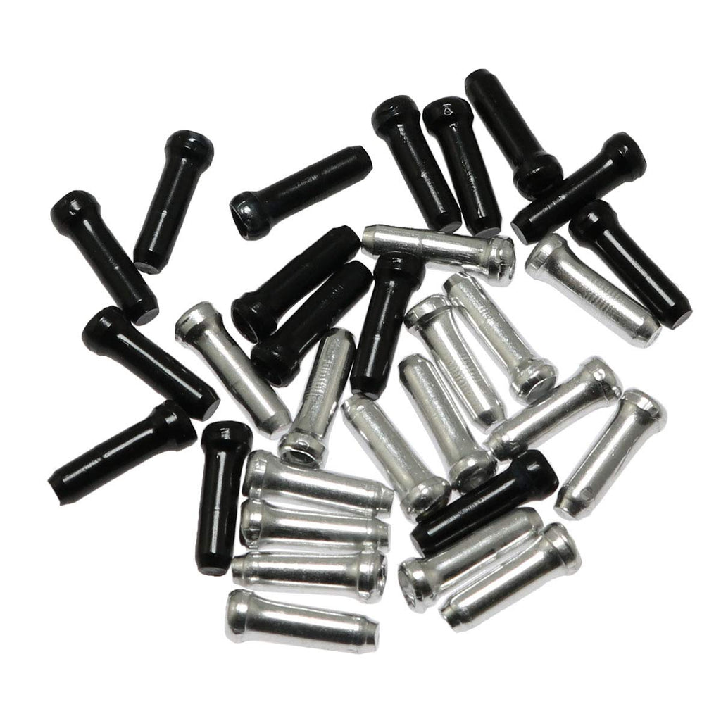 ZYAMY 30pcs MTB Bike Bicycle Brake Cable Tips Bicycle Brake Shifter Inner Cable Tips Wire End Cap Crimps (15pcs Black + 15pcs Silver) - BeesActive Australia