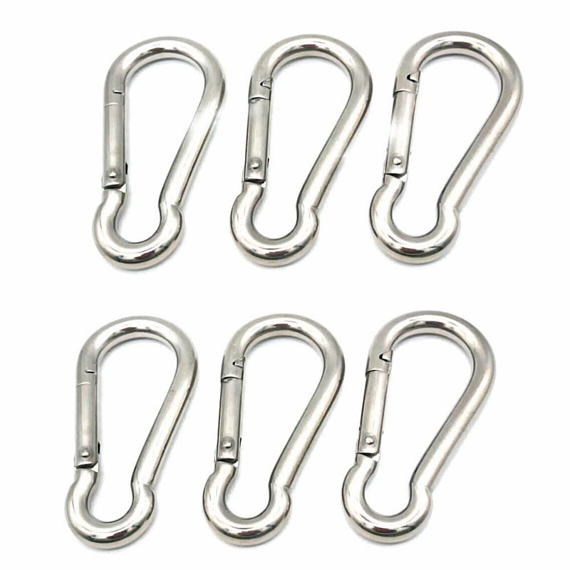2 Inch Stainless Steel Spring Snap Hook Carabiner 316 Stainless Steel Clips for Keys Swing Set Camping Fishing Hiking Traveling,6PCS - BeesActive Australia