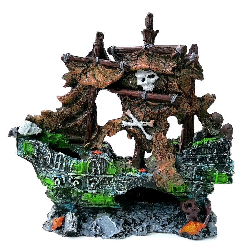 M2cbridge Antique Roman Column Ruins European Castle Aquarium Decorations Fish Tank Hideout Rocks (Pirate Shipwreck) Pirate Shipwreck - BeesActive Australia