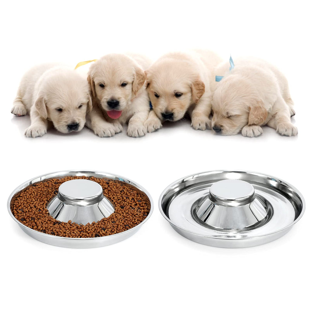 2-Piece Set Stainless Steel Puppy Bowls, Whelping Weaning Bowls for litters, Stainless Feeding Pans for Small / Medium / Large Dogs, Pets Food and Water Bowls L (Pack of 2) - BeesActive Australia
