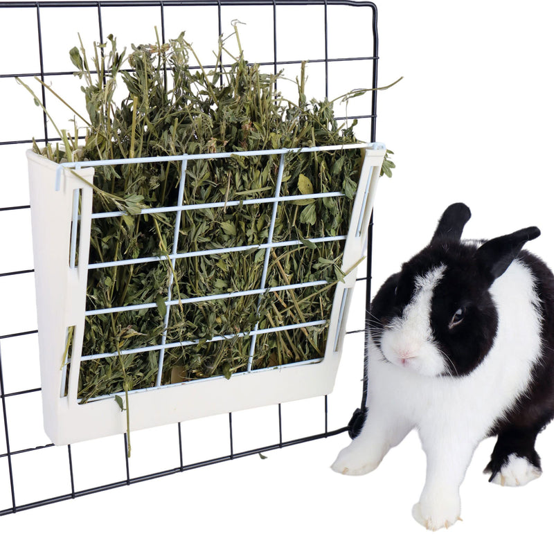 RUBYHOME Hay Feeder for Rabbits, Guinea Pigs, and Chinchillas - Minimize Waste and Mess with 9 1/4" x 3 3/4" x 8" Hanging Alfalfa and Timothy Hay Dispenser White - BeesActive Australia