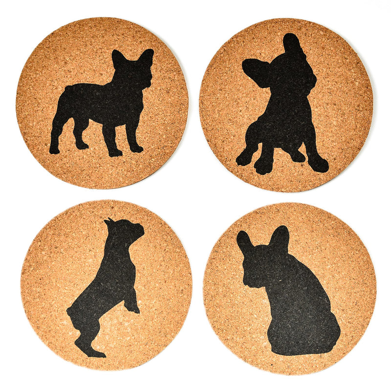 Greenline Goods French Bulldog Lovers Cork Drink Coasters - Set of 4 Dog Coasters with Protective Bottom - French Bulldog Decor Coasters for Drinks - Frenchie Gift Idea for French Bulldog Moms & Dads - BeesActive Australia