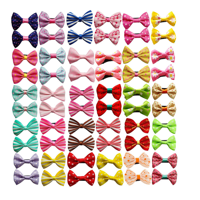 Clip in Dog Bows 60pcs in Box Dog Hair Bows Clips Dog Hair Clips Puppy Yorkie Accessories - BeesActive Australia
