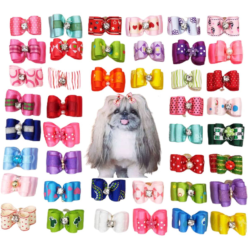 FZBNSRKO Dog Bows, 10PCS Dogs and Cats Double Bow Small Dog Hair Bowknot Grooming Accessories (0.8"X1.2"inches) - BeesActive Australia