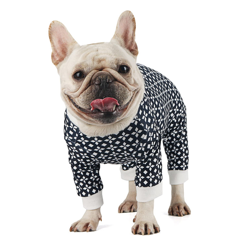 Etdane Small Dog Onesies Surgical Recovery Suit Long Shirt Pet Cold Weater Vest for Home Outdoor Medium Black/White Flower - BeesActive Australia