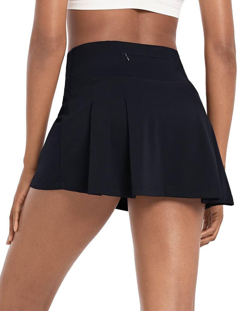 BALEAF Women's High Waisted Tennis Skirt Golf Skorts Pleated Athletic Skirts Cute 4 Pockets Running Sports Workout Solid Black Medium - BeesActive Australia