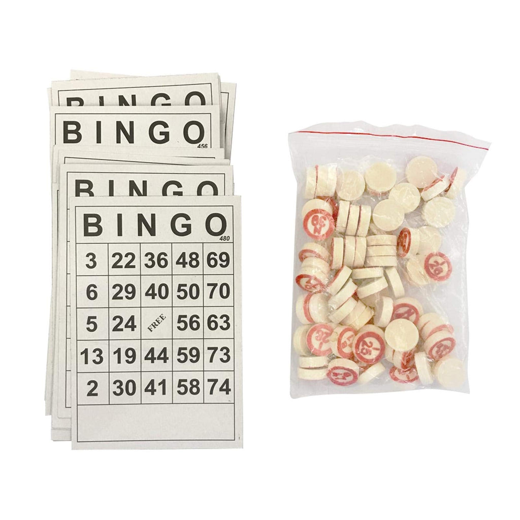 DENPETEC Bingo Board Game, Classic Bingo Cards, Vintage Wooden Bingo Game, with 40 Bingo Number Cards and 75 Chess, for Family, Friends and Large Parties Group Games - BeesActive Australia